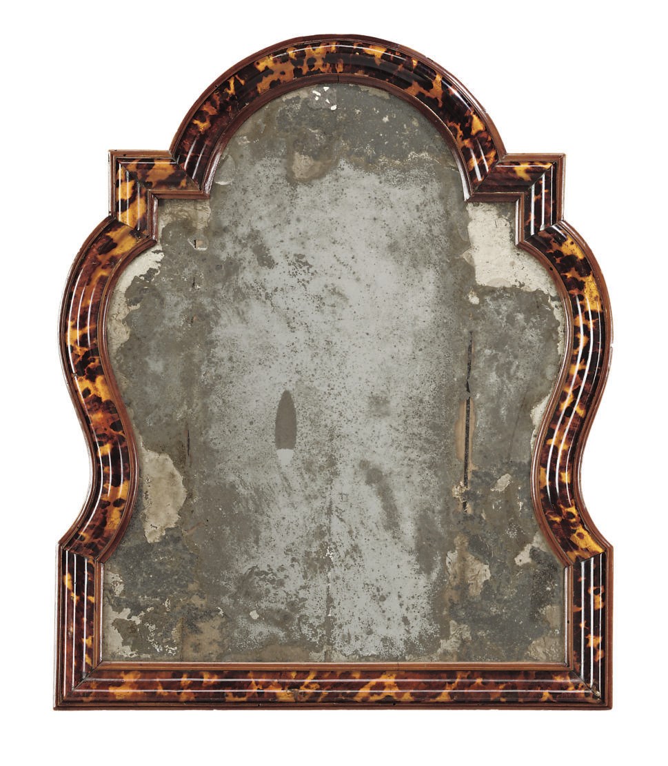 AN ITALIAN TORTOISESHELL AND WALNUT DRESSING-MIRROR