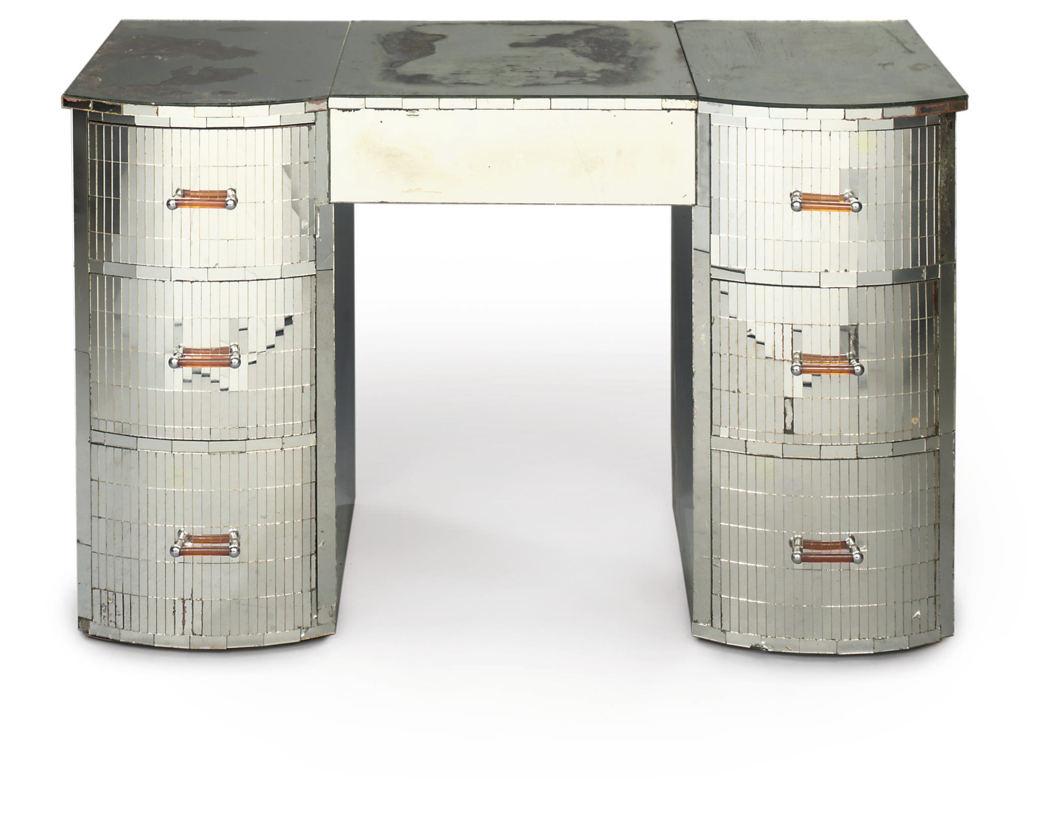 A FRENCH ART DECO MIRRORED KNEEHOLE DRESSING-TABLE
