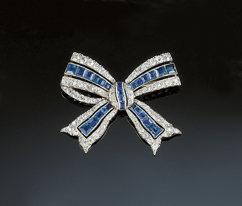 An early 20th century sapphire and diamond brooch
