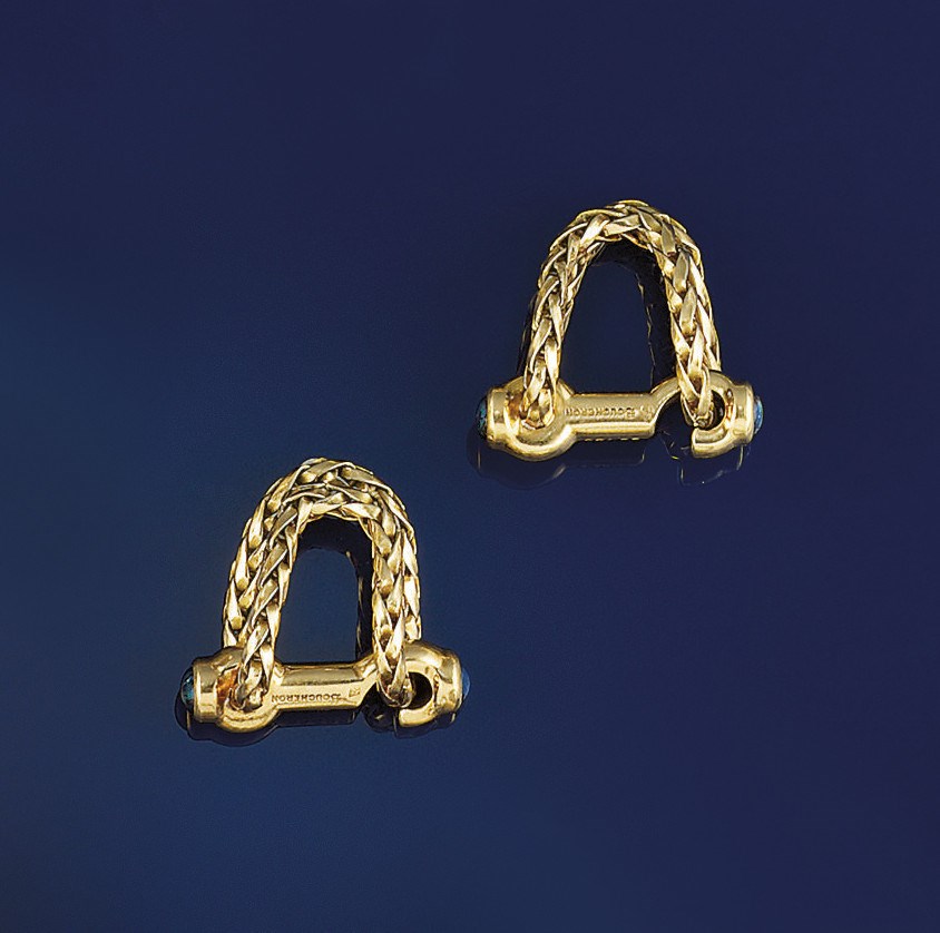 A pair of sapphire set cufflinks, by Boucheron