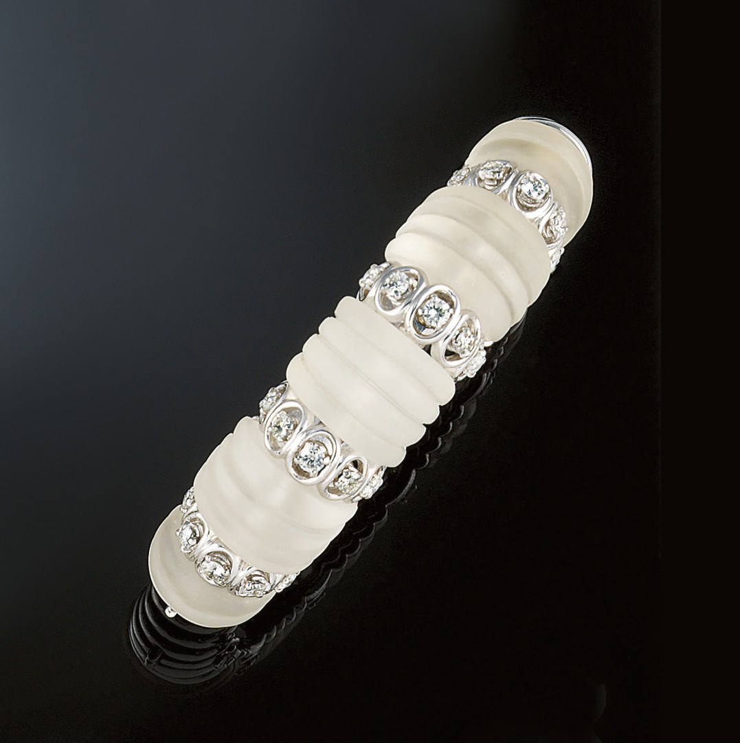 A rock crystal and diamond bangle, by Verger et co. for Van Cleef & Arpels