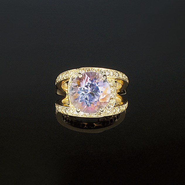 A kunzite, diamond and coloured diamond ring