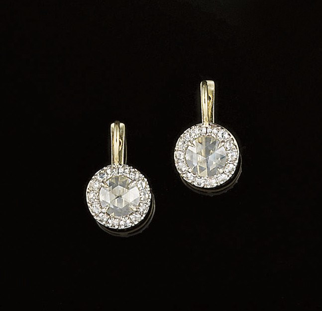 A pair of diamond earpendants
