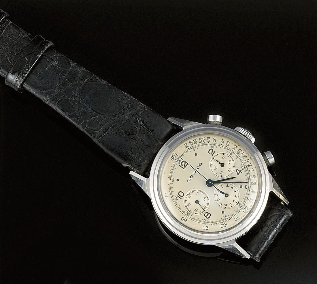A stainless steel chronograph wristwatch, by Movado