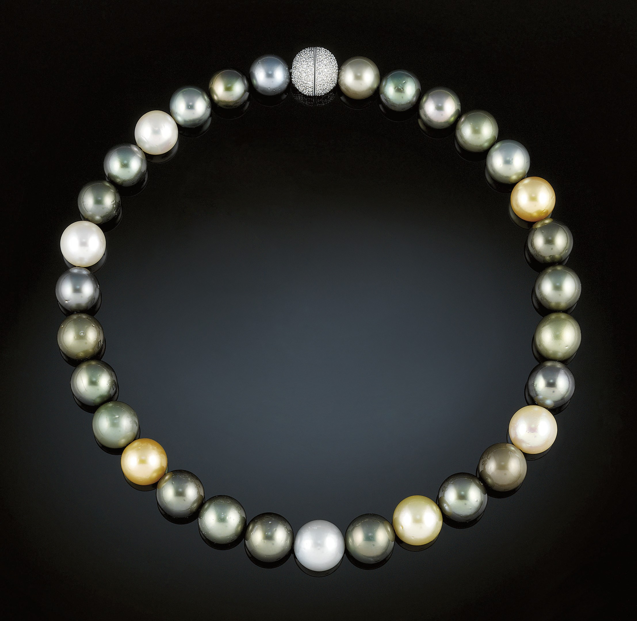 A cultured pearl and diamond necklace