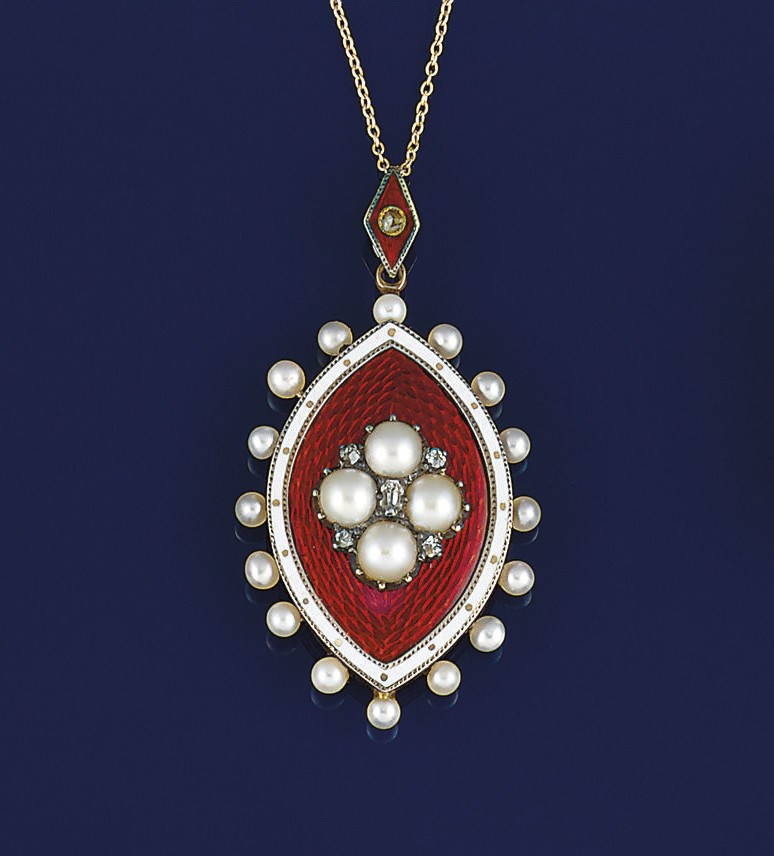 A Victorian gold, diamond and enamel locket pendant