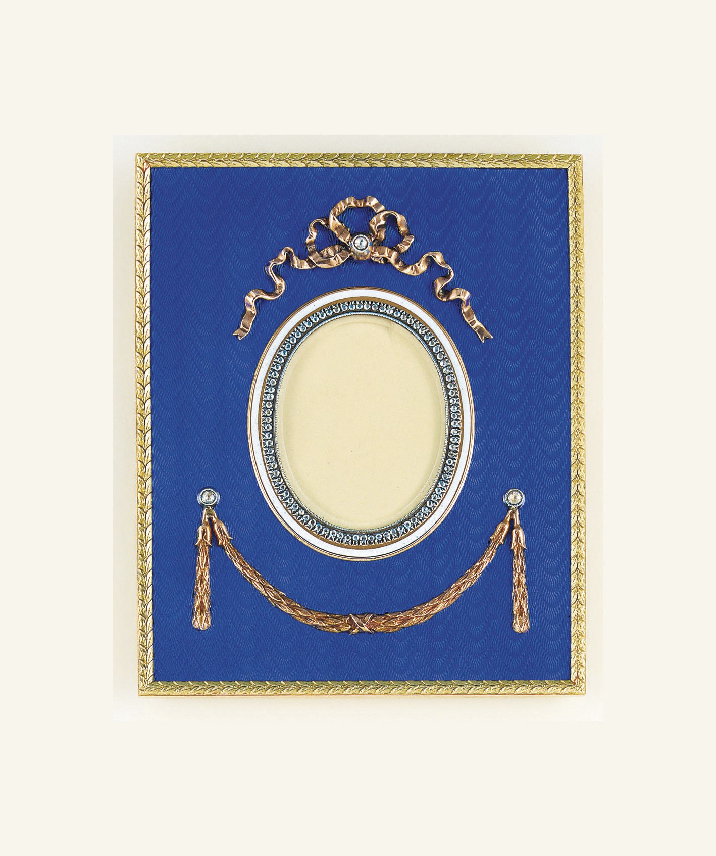 An enamel and diamond photograph frame