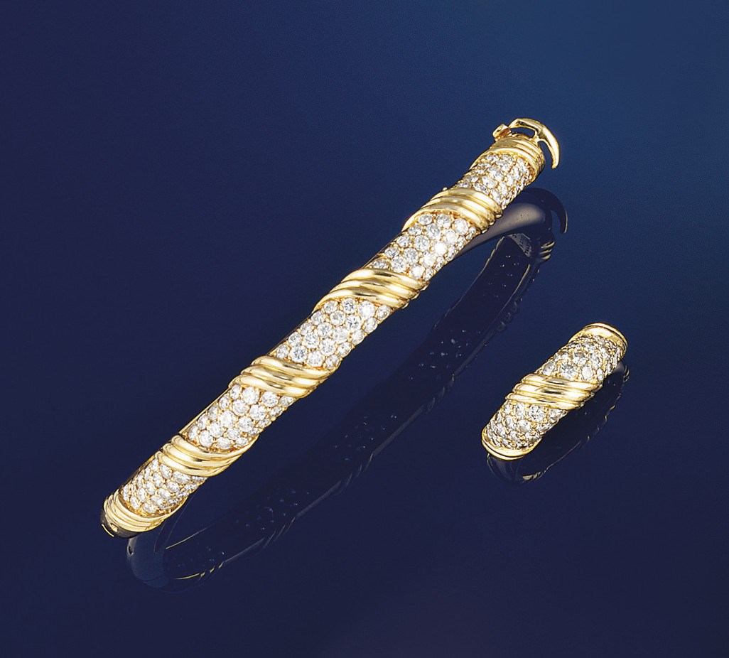 A diamond bangle and ring, by Van Cleef & Arpels
