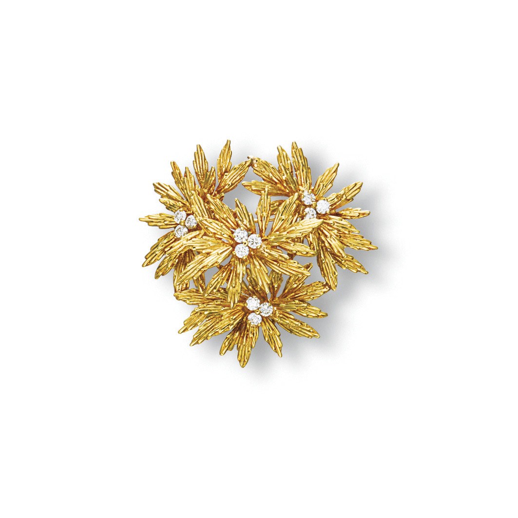 A GOLD AND DIAMOND BROOCH, BY TIFFANY & CO.