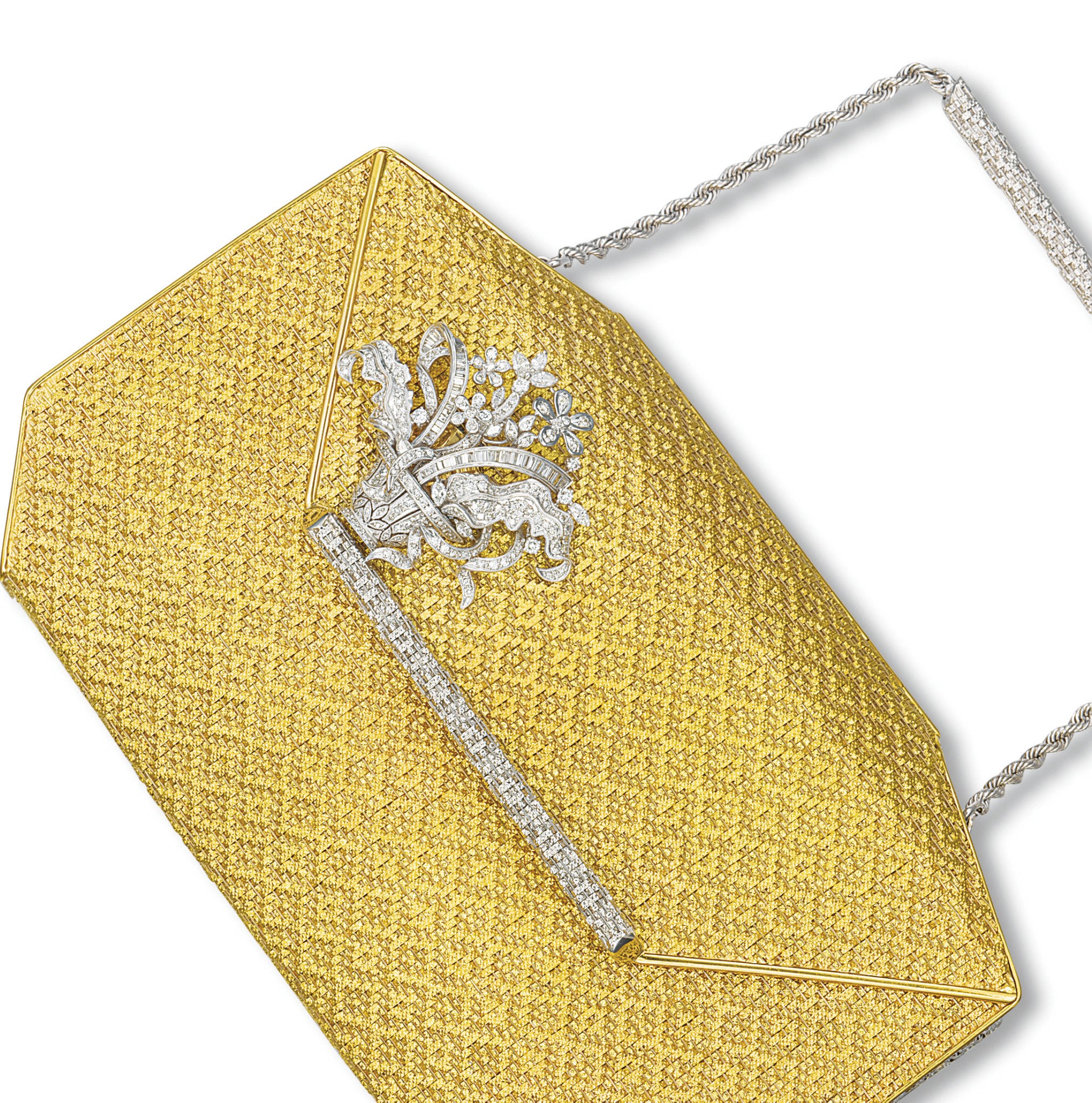 A GOLD AND DIAMOND EVENING BAG