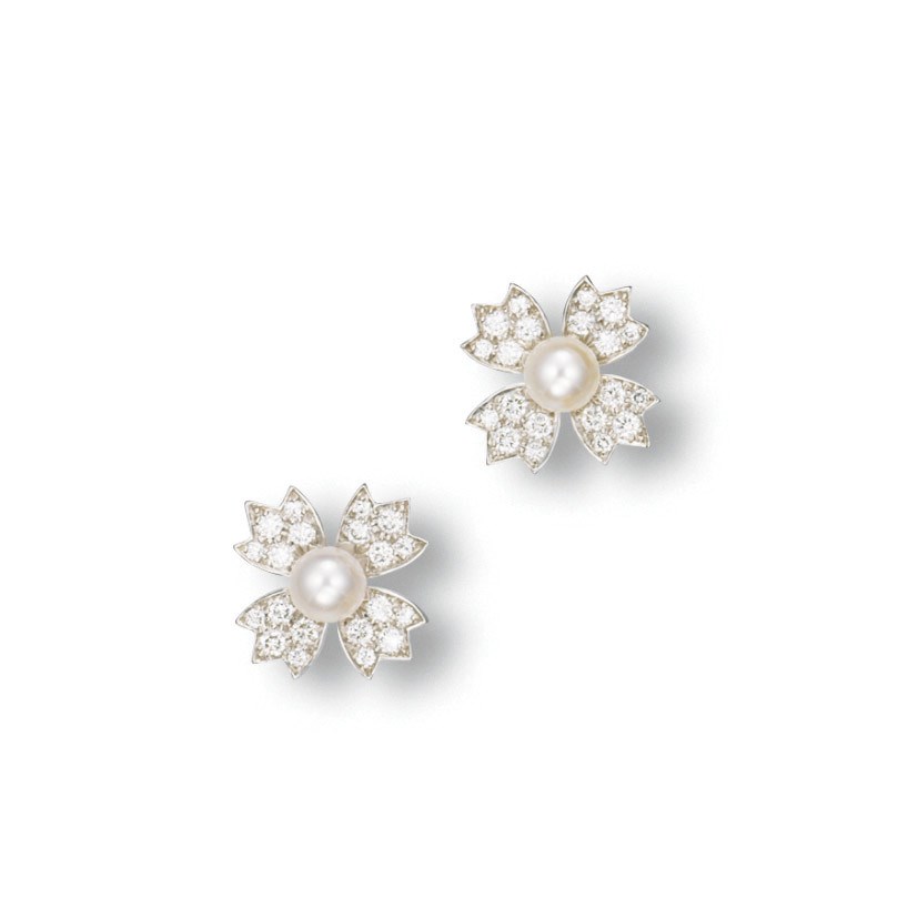 A PAIR OF CULTURED PEARL AND DIAMOND EARRINGS, BY TIFFANY & CO.