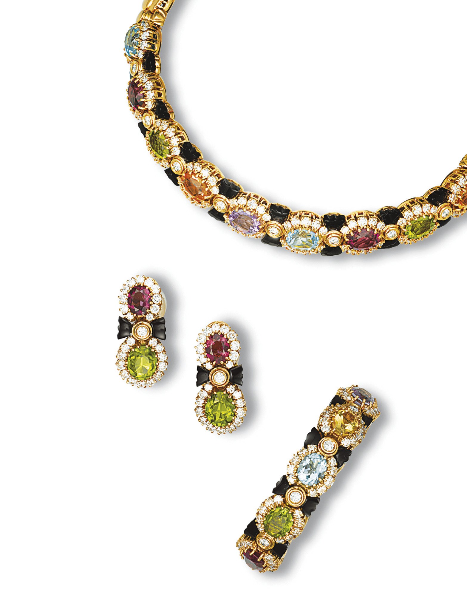 A SUITE OF MULTI-GEM AND DIAMOND JEWELLERY