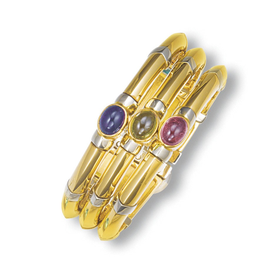 A MULTI-GEM CUFF BANGLE, BY BULGARI