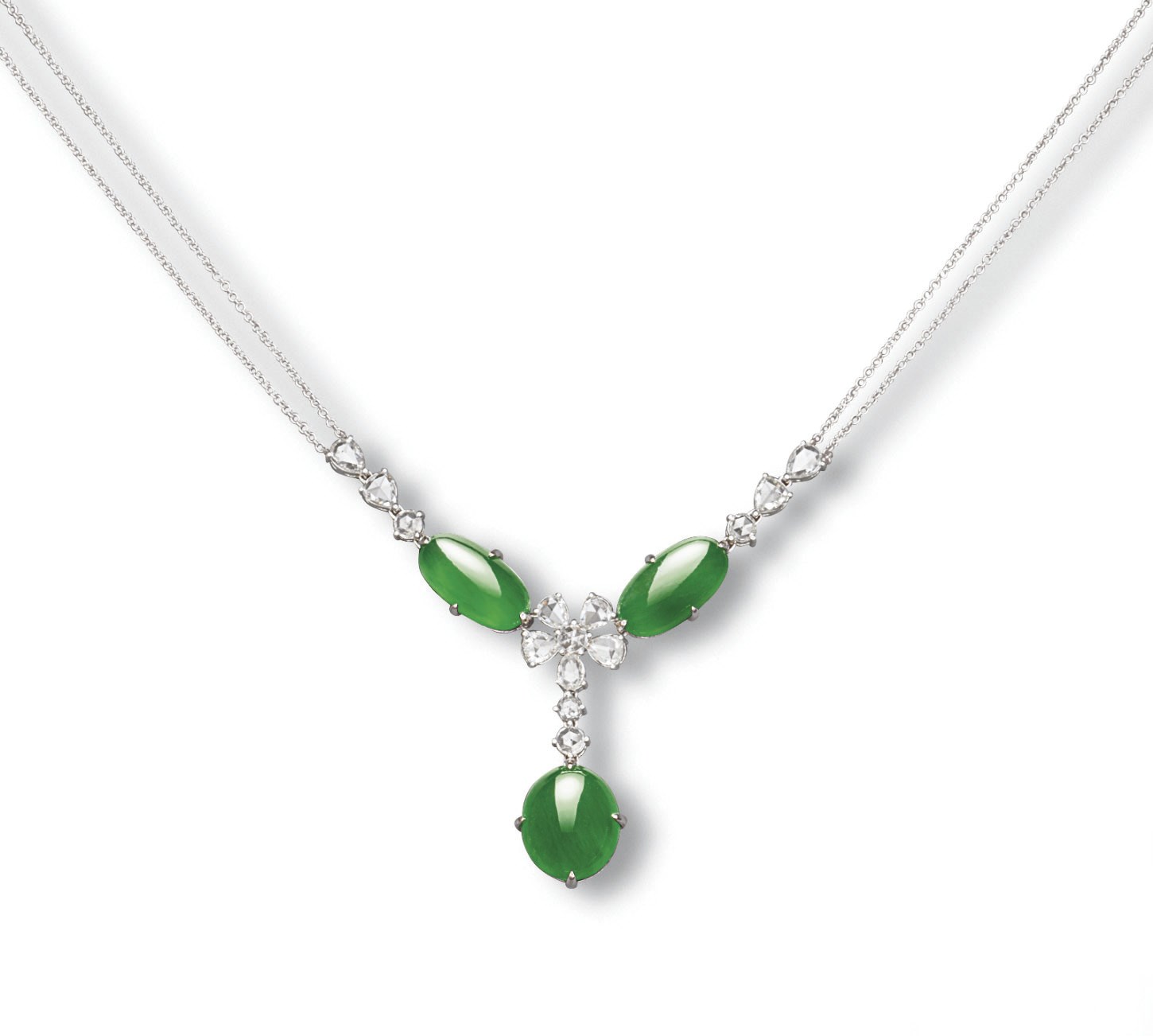 A JADEITE AND DIAMOND NECKLACE