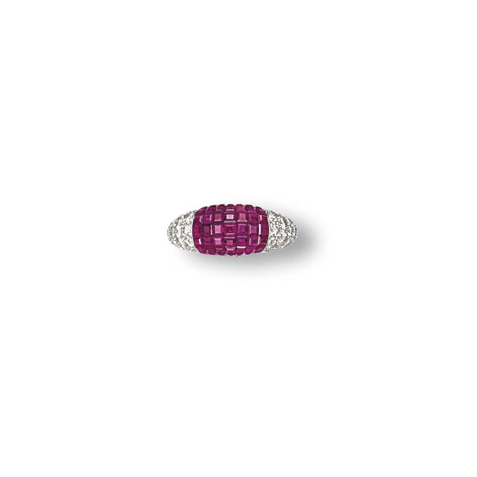 A 'MYSTERY SET' RUBY AND DIAMOND RING, BY VAN CLEEF & ARPELS