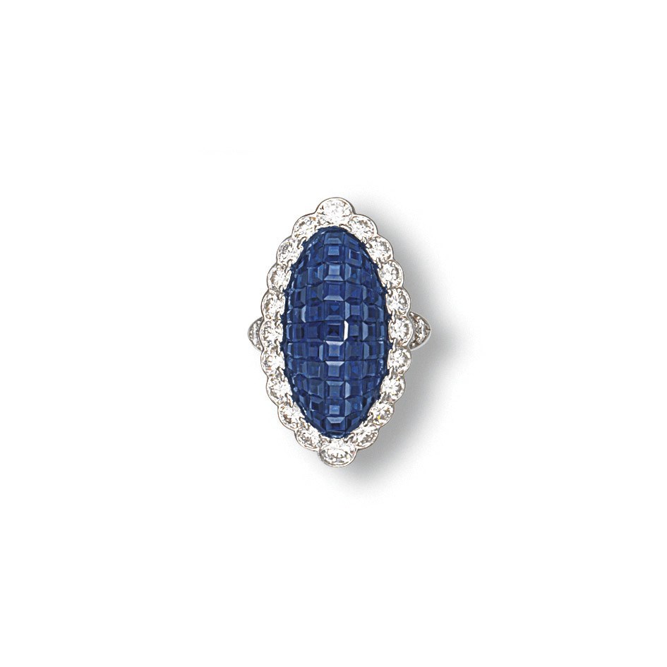 A 'MYSTERY SET' SAPPHIRE AND DIAMOND RING, BY VAN CLEEF & ARPELS