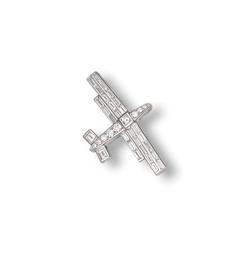 A DIAMOND AEROPLANE BROOCH