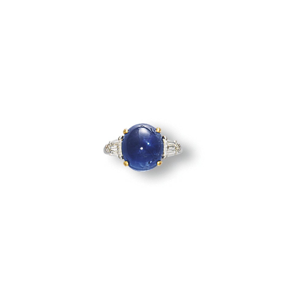 A SAPPHIRE AND DIAMOND RING, BY BULGARI