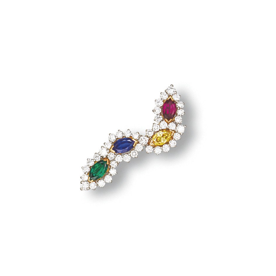 A MULTI-GEM BROOCH