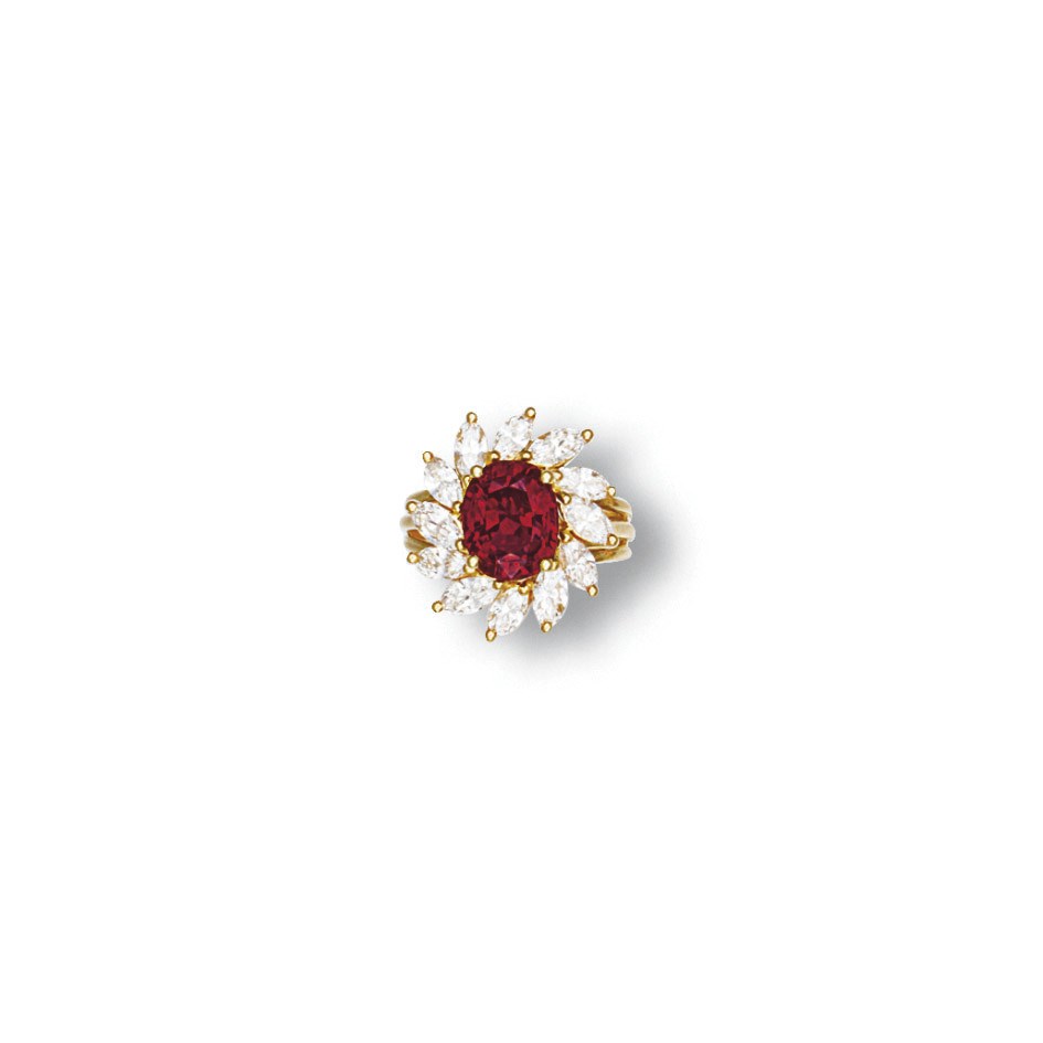 A RUBY AND DIAMOND RING