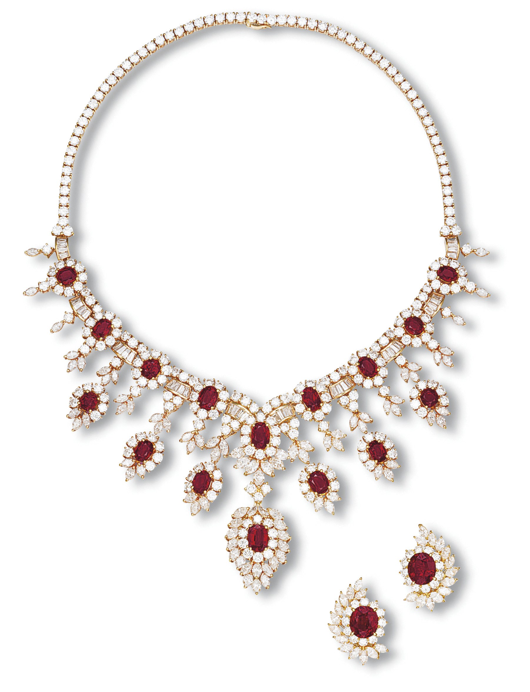 A SUITE OF RUBY AND DIAMOND JEWELLERY, BY ADLER
