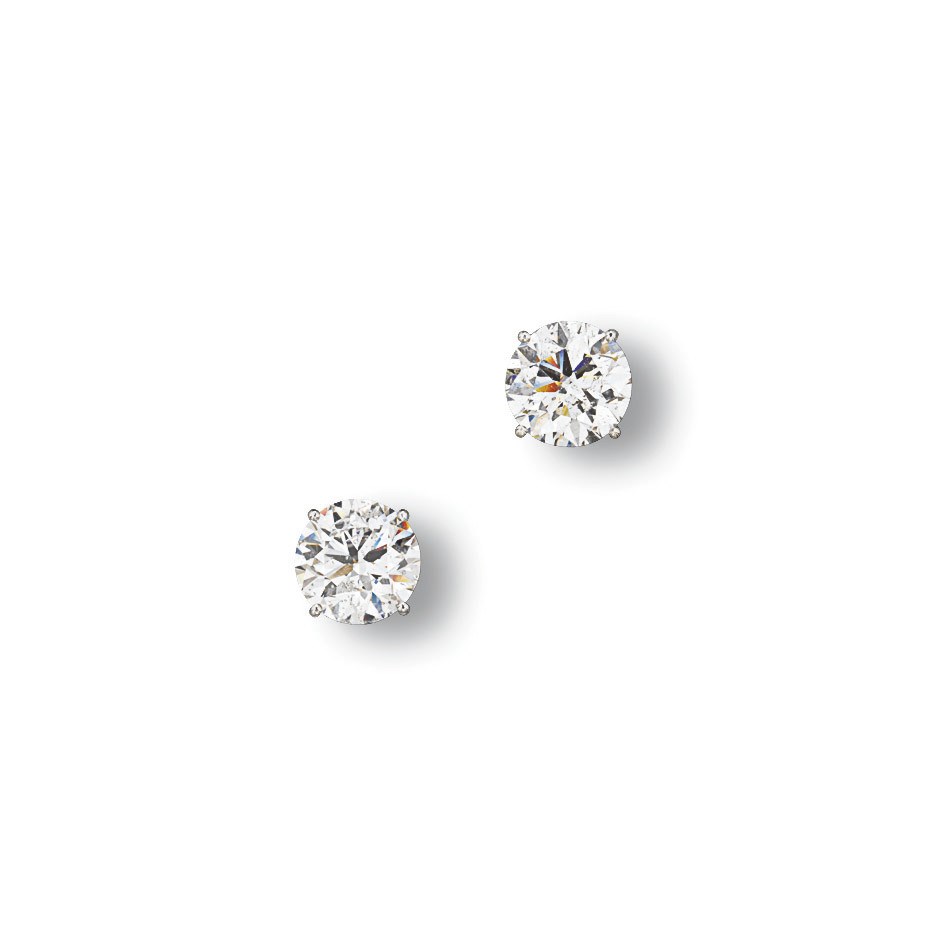 A PAIR OF DIAMOND EAR STUDS