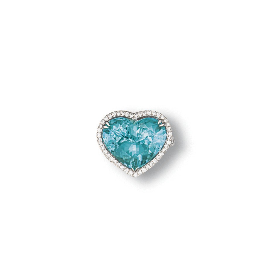 A PARAIBA TOURMALINE AND DIAMOND RING