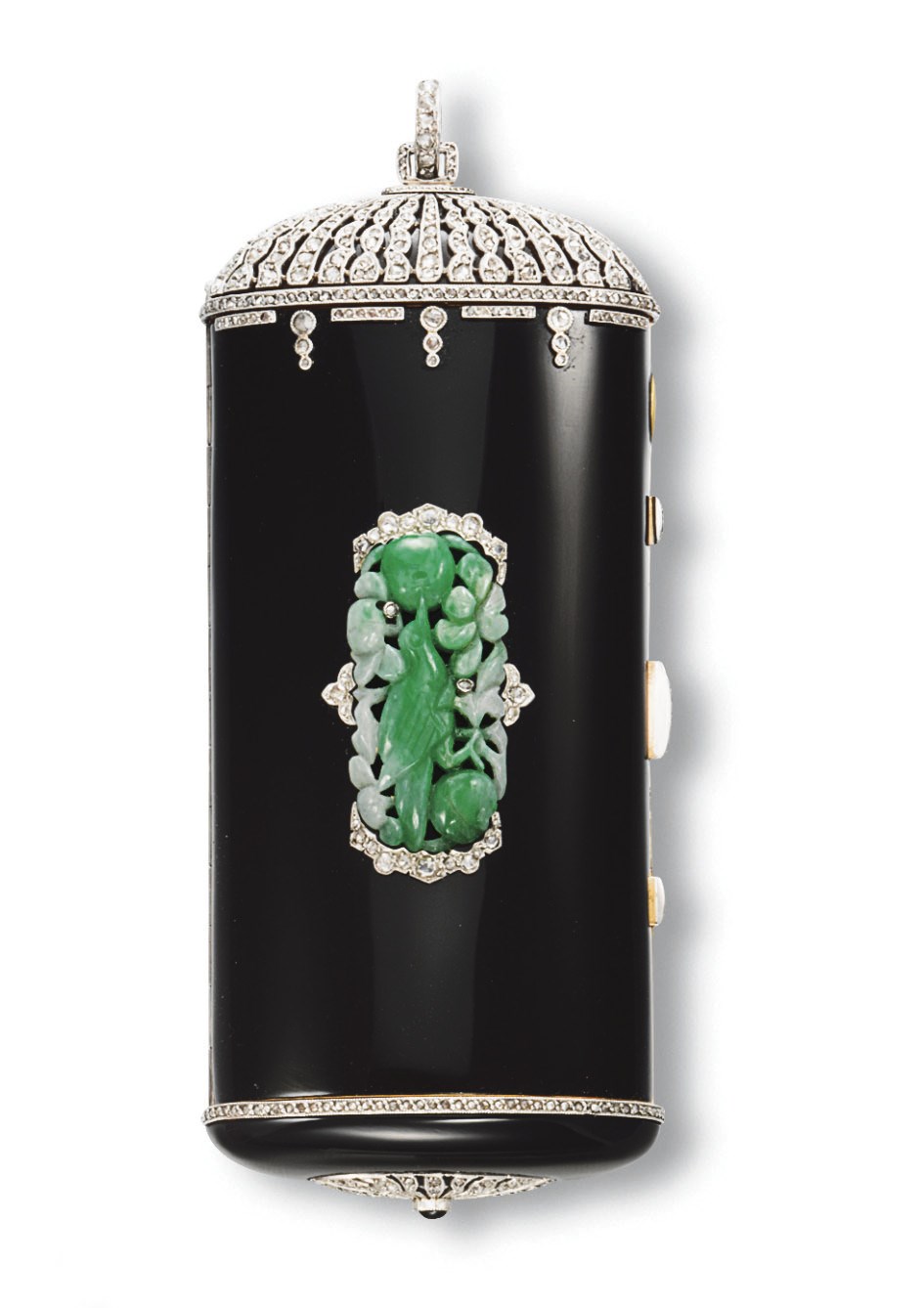 A JADEITE, ONYX AND DIAMOND CARNET DE BAL, BY CARTIER