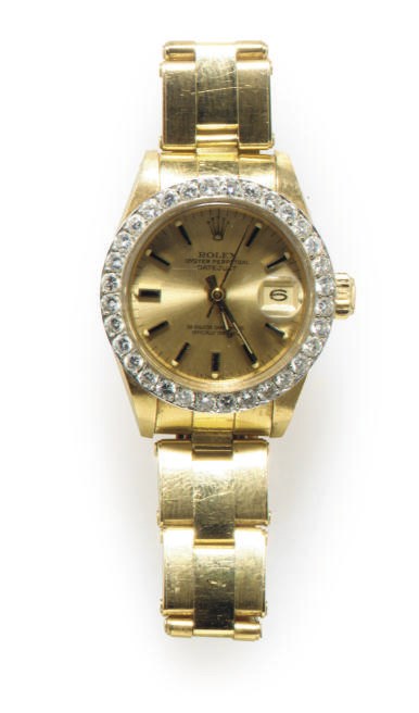 A DIAMOND AND 18K GOLD WATCH, BY ROLEX