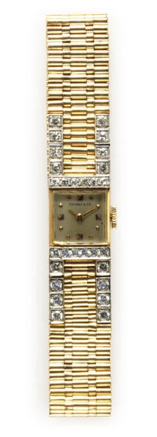 A DIAMOND AND GOLD WATCH, BY TIFFANY & CO.