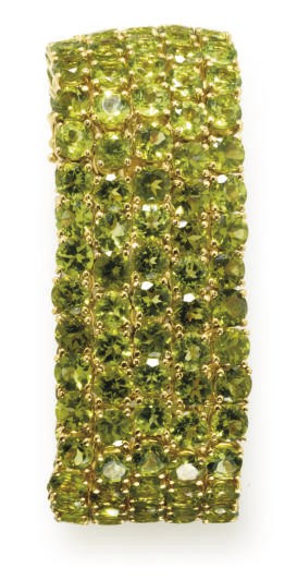A PERIDOT AND GOLD BRACELET, BY COSTAGLI