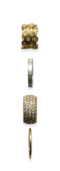 A GROUP OF DIAMOND, GOLD AND PLATINUM JEWELRY