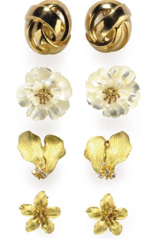 A GROUP OF MULTI-GEM AND GOLD EAR CLIPS