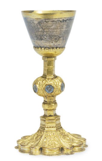 A CONTINENTAL GILT-METAL CHALICE,