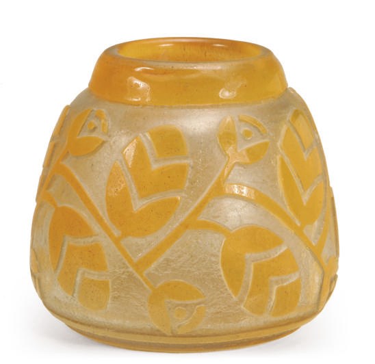 A FRENCH ACID-ETCHED GLASS VASE,