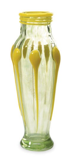 A FRENCH GLASS VASE WITH APPLIED DECORATION,