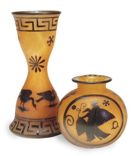 TWO FRENCH ACID-ETCHED GLASS VASES,