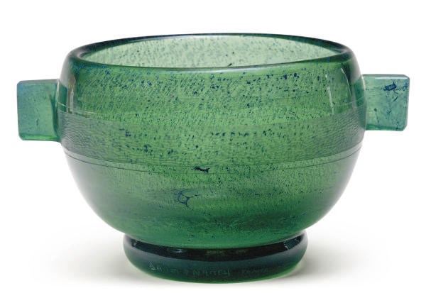 A FRENCH INTERNALLY DECORATED GLASS BOWL
