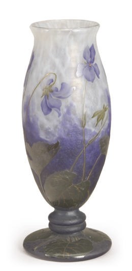 A FRENCH ENAMELED GLASS VASE,