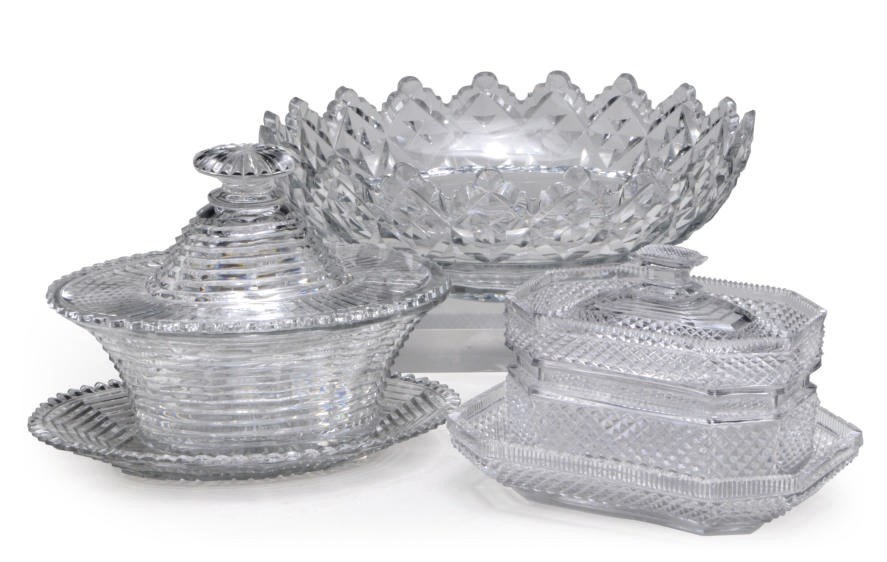 A GROUP OF CUT-GLASS SERVING PIECES,