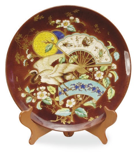 A FRENCH JAPONISM MAJOLICA CHARGER,