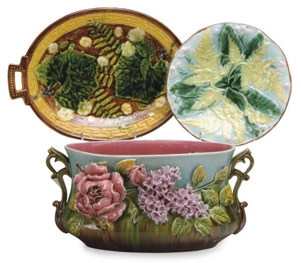 A GROUP OF FRENCH MAJOLICA DESSERT WARES,
