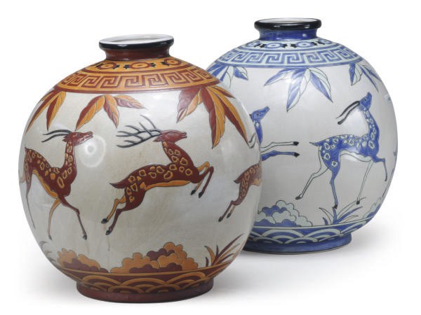 TWO PAIRS OF BELGIAN PORCELAIN VASES