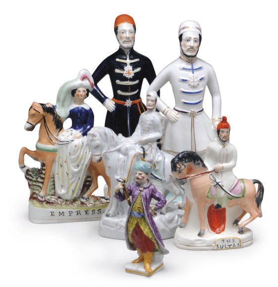 A GROUP OF FOUR STAFFORDSHIRE TURKISH FIGURES,
