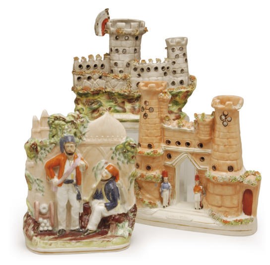A GROUP OF THREE MILITARY-THEMED STAFFORDSHIRE FLATBACKS,