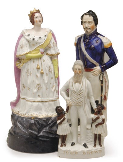A GROUP OF THREE STAFFORDSHIRE FIGURES,