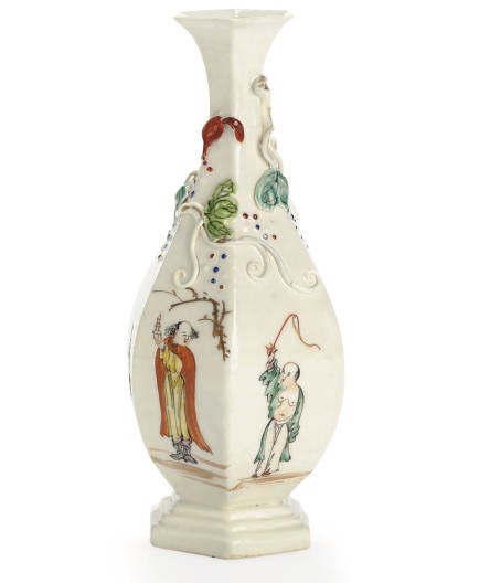 A CHINESE EXPORT HEXAGONAL SMALL FAMILLE ROSE SOFT PASTE VASE,