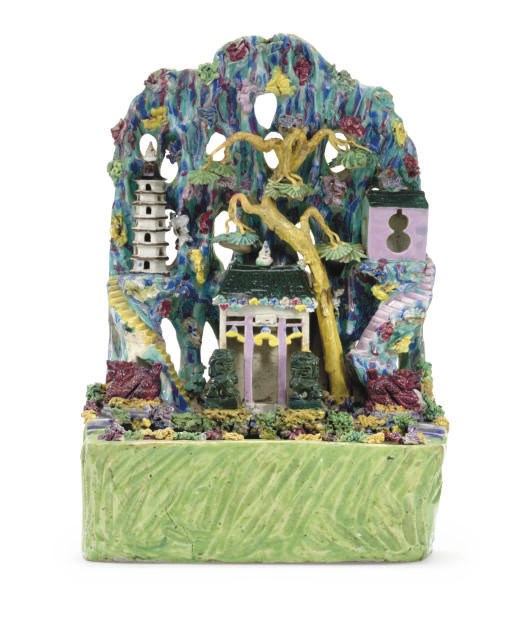 A CHINESE PORCELAIN FAMILLE ROSE GROTTO,