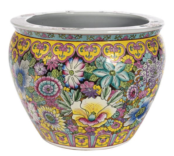 A CHINESE FAMILLE ROSE PORCELAIN FISH BOWL,