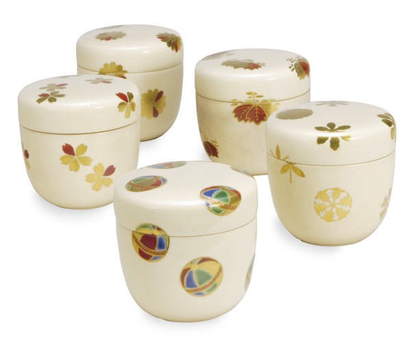 A GROUP OF TEN JAPANESE SATSUMA BOXES AND COVERS,